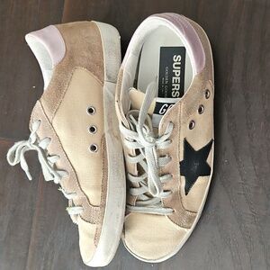 Golden Goose Superstar Tan Canvas Sneakers Size 37